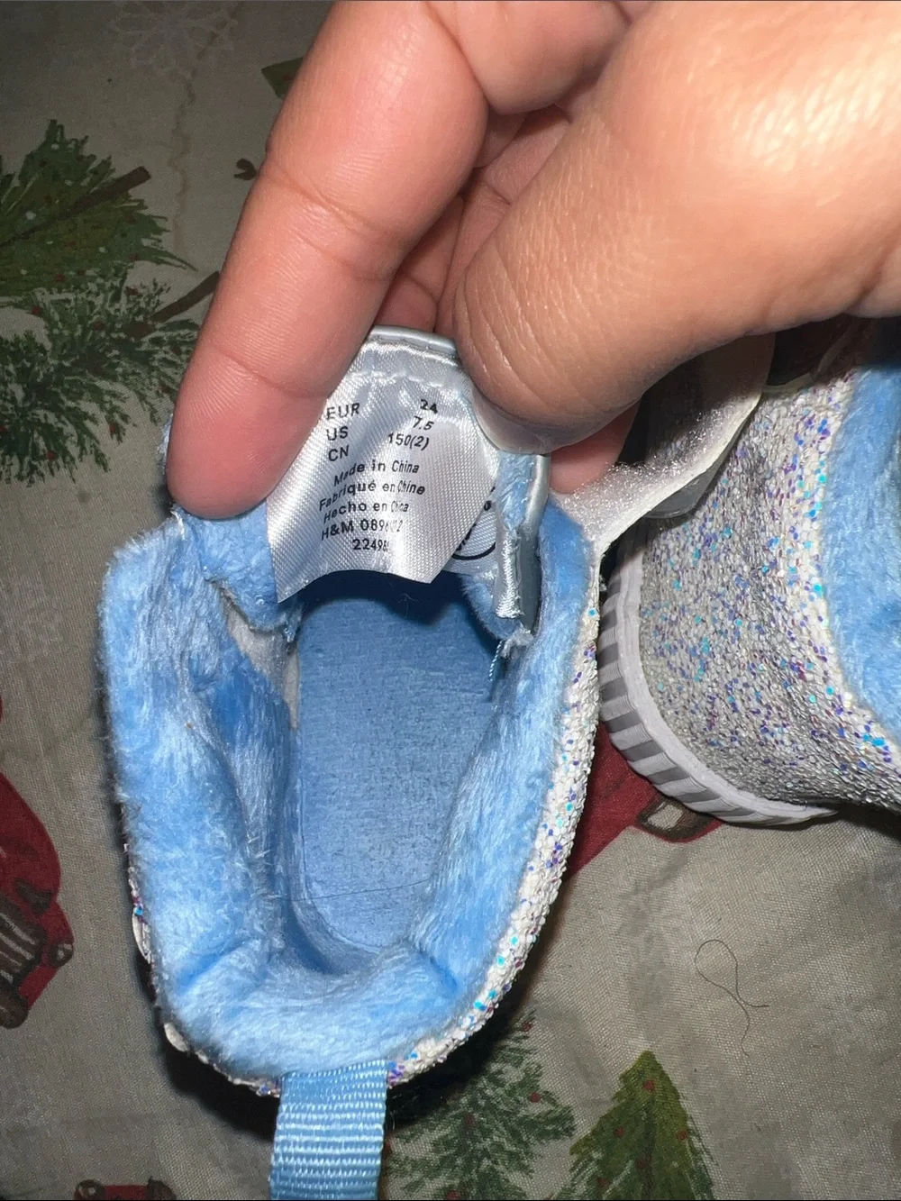 Disney Sparkle Blue High-Top Kids Sneakers with Faux Fur